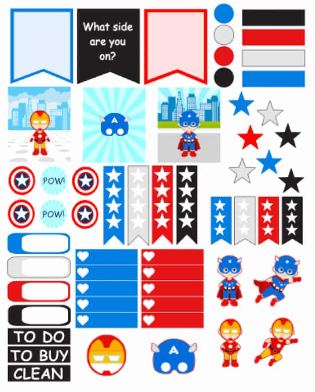 Captain America Planner Stickers