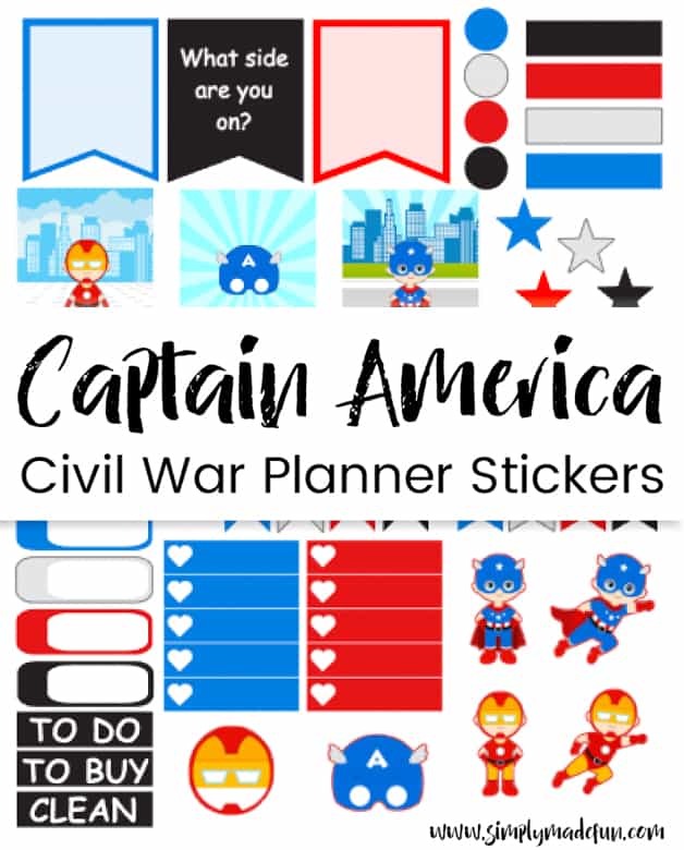 Print and cut your own Captain America planner stickers & deck out your Erin Condren Life Planner just in time for the new movie, Captain America Civil War!