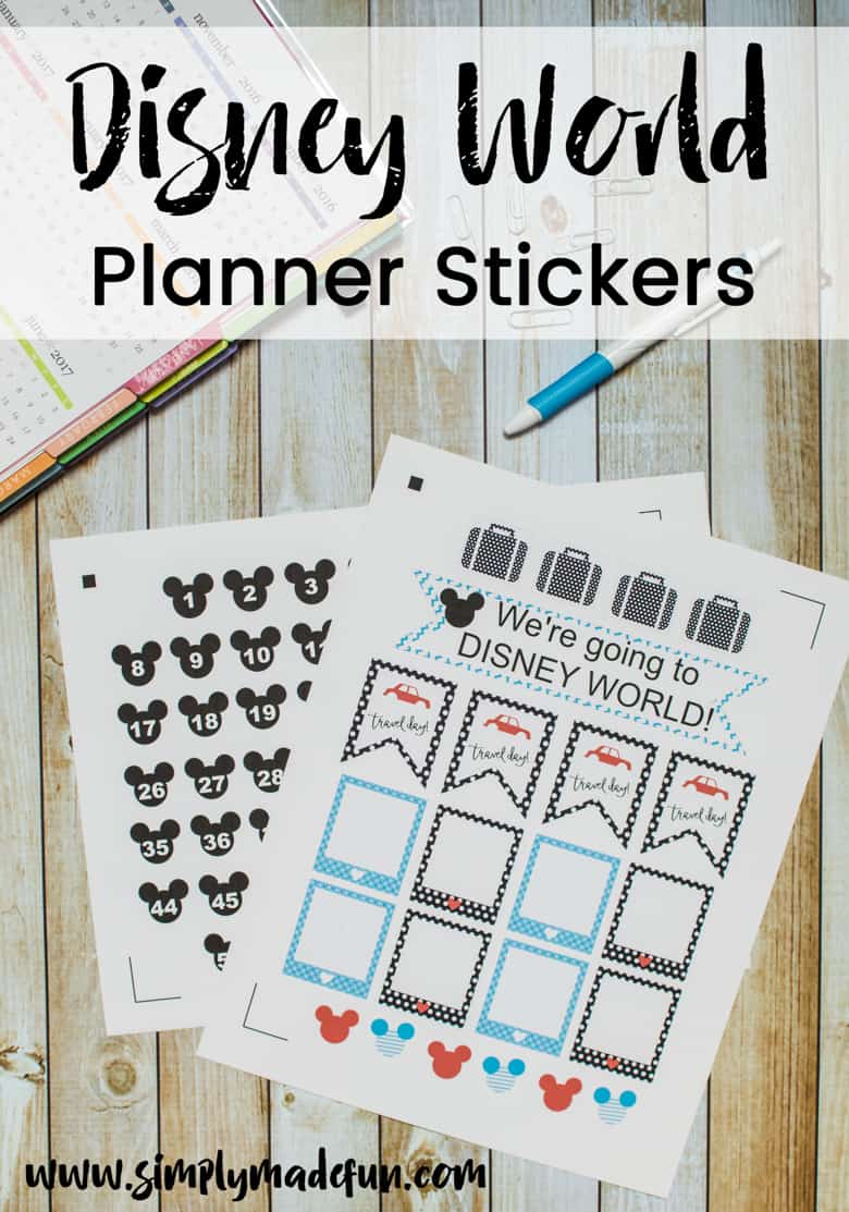 Use the print and cut method with your Silhouette machine to make Disney World Planner Stickers for your Erin Condren Vertical Planner.