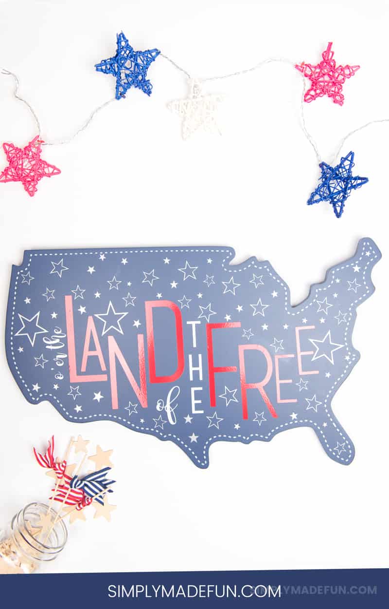 Land of the free decor | 4th of July crafts | 4th of July decor | 4th of July decorations | Silhouette Crafts | Silhouette Vinyl Crafts | Vinyl Crafts | 4th of July Crafts DIY