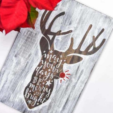 Hand Lettered Rudolph Sign