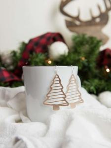 Faux suede Christmas Tree Earrings