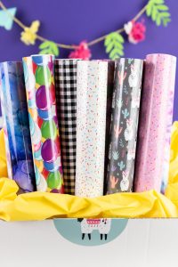 Rolls of Heat Transfer and Adhesive Patterned Vinyl to use for projects
