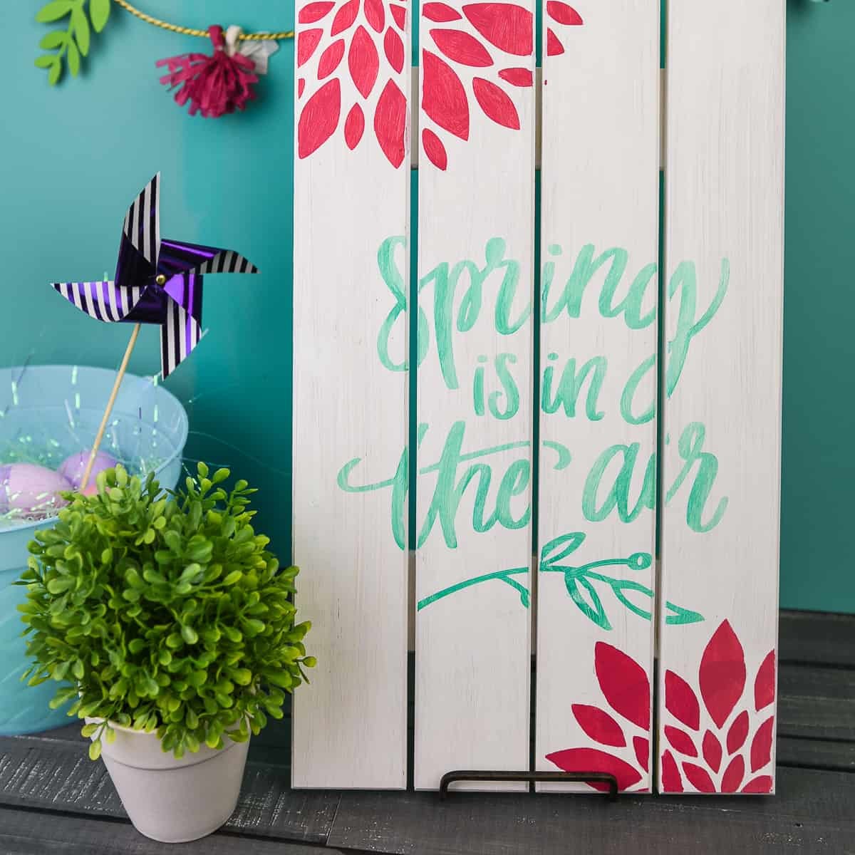 Bright & Colorful Painted Wooden Spring Sign