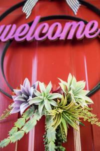 Use fake plants to make a faux succulent wreath for your front door!