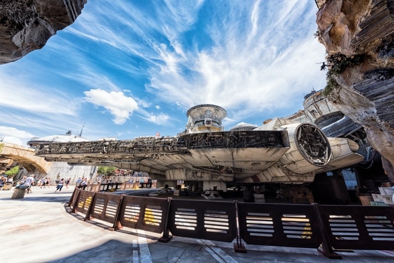 Backside of the Millennium Falcon from inside Smugglers Run at Star Wars Galaxy's Edge at Disney World