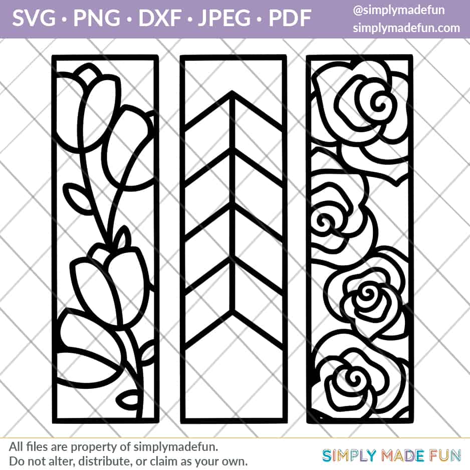 Floral Paper Bookmarks SVG Cut File